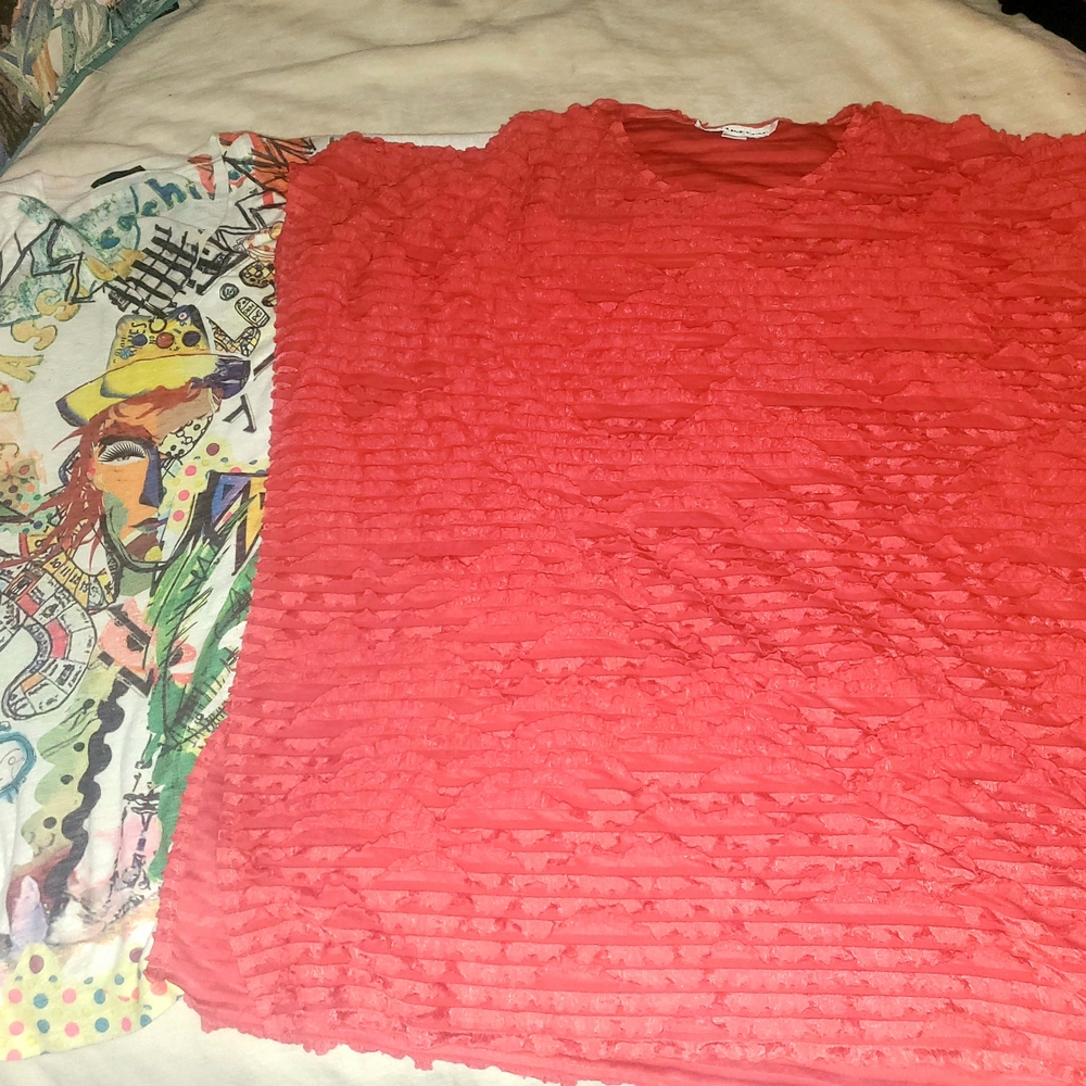 Red Textured Women's Blouse